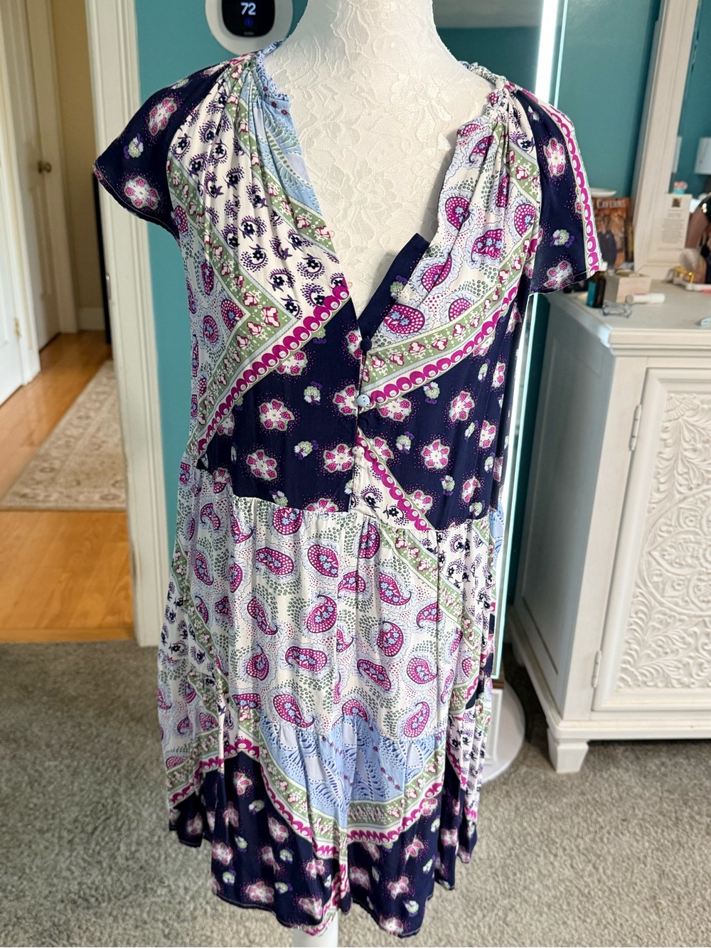 LOFT Paisley Patchwork Dress Petite Small
